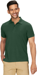 XYXX Solid Men Polo Neck Dark Green T-Shirt