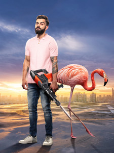 WROGN Solid Men Polo Neck Pink T-Shirt