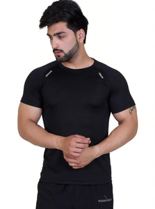 indian krait Solid Men Round Neck Black T-Shirt