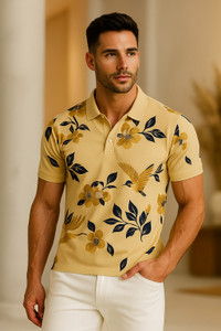 ZEBULUN Floral Print Men Polo Neck Multicolor T-Shirt