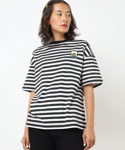BEWAKOOF Striped Women Round Neck White T-Shirt