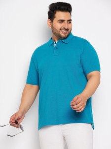 Club York Solid Men Polo Neck Blue T-Shirt