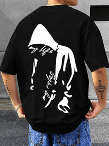 FastColors Printed Men Round Neck Black T-Shirt