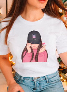 SQF Printed Women Round Neck White T-Shirt