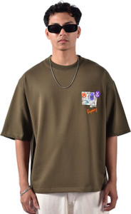 BEYOUNG Printed Men Round Neck Dark Green T-Shirt