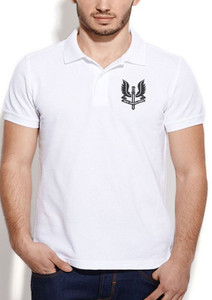 SNK CLOTHESA Typography Men Polo Neck Reversible White T-Shirt