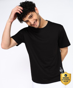 Spykar Solid Men Round Neck Black T-Shirt