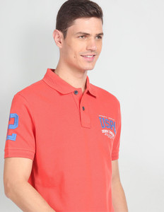 U.S. Polo Assn. Denim Co. Embroidered Men Polo Neck Orange T-Shirt