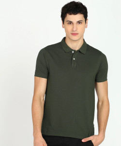 PARX Solid Men Polo Neck Dark Green T-Shirt