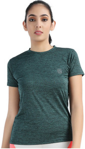 ND Solid Women Round Neck Dark Green T-Shirt