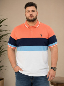 Austivo Colorblock Men Polo Neck Orange T-Shirt