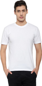 MYO Solid Men Round Neck White T-Shirt
