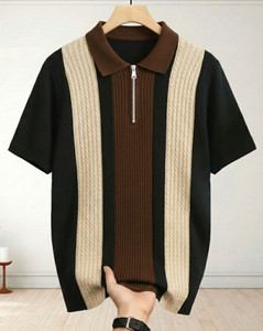 ENITOR Colorblock Men Polo Neck Brown T-Shirt