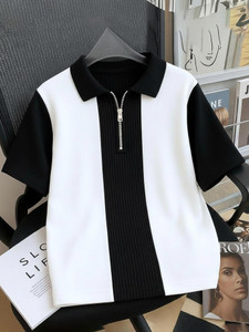AUSK Colorblock Men Polo Neck Black, White T-Shirt