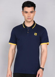 वरोगन पुरुषों के लिए पोलो नेक सॉलिड नीला टी-शर्ट