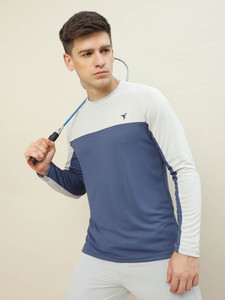 TECHNOSPORT Printed Men Round Neck Navy Blue T-Shirt