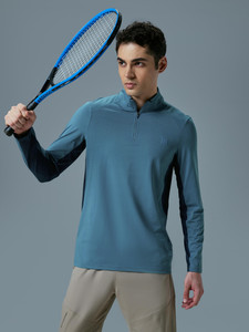 TECHNOSPORT Sporty Men High Neck Blue T-Shirt