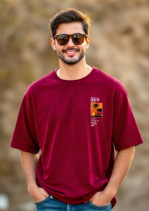 UrGear Printed Men Round Neck Maroon T-Shirt