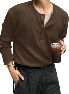The Modern Soul Men Brown Henley Neck T-Shirt - Image 5