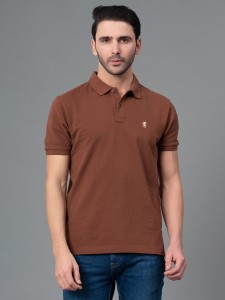 RED TAPE Solid Men Polo Neck Brown T-Shirt