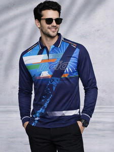 STR CREATION Printed Men Polo Neck Multicolor T-Shirt