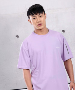 BEYOUNG Solid Men Round Neck Purple T-Shirt