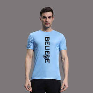 InkTees Typography Men Round Neck Light Blue T-Shirt