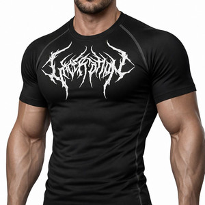 Krd Graphic Print, Solid Men Round Neck Black T-Shirt