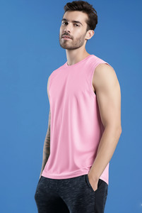 Jangoboy Solid Men Round Neck Pink T-Shirt