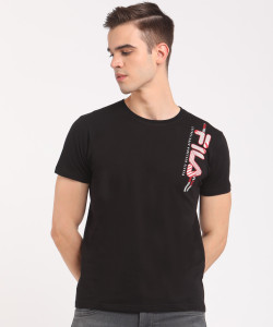 FILA Printed Men Round Neck Black T-Shirt