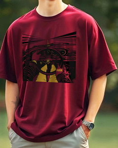 AUSK Graphic Print Men Round Neck Maroon T-Shirt