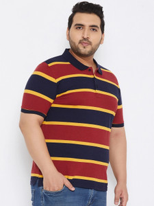 Austivo Striped Men Polo Neck Multicolor T-Shirt