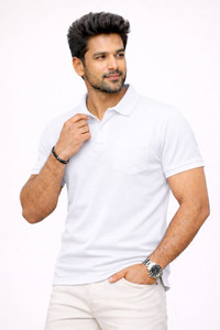 SHARX TRENDS Solid Men Polo Neck White T-Shirt