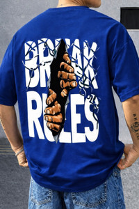 Preeo Graphic Print Men Round Neck Blue T-Shirt