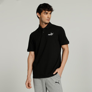 PUMA Solid Men Polo Neck Black T-Shirt