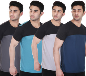 C P FASHION Solid Men Round Neck Multicolor T-Shirt