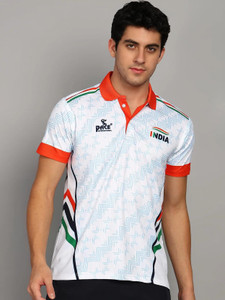 Pace International Printed Men Polo Neck White T-Shirt