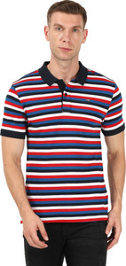 Wrangler Striped Men Polo Neck Multicolor T-Shirt