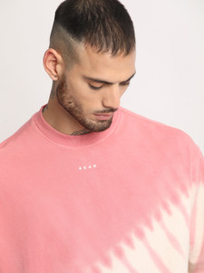 THE BEAR HOUSE Tie & Dye Men Round Neck Pink T-Shirt