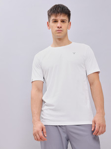 TECHNOSPORT Solid Men Round Neck White T-Shirt