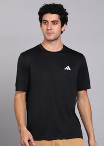 ADIDAS Printed Men Round Neck Black T-Shirt