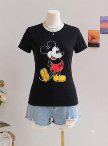 Fabflee Printed Women Round Neck Black T-Shirt