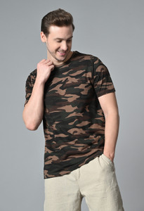 Arbour Military Camouflage Men Round Neck Multicolor T-Shirt