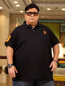 bigbanana Solid Men Polo Neck Black T-Shirt