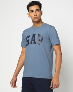 GAP Printed Men Crew Neck Blue T-Shirt