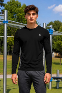 FTX Solid Men Round Neck Black T-Shirt