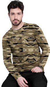FTX Printed Men Round Neck Beige T-Shirt