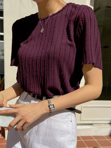 teeshub Casual Self Design Women Maroon Top