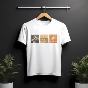 KRYVONN Printed Men Round Neck White T-Shirt
