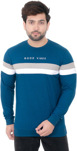 E-MAX Printed Men Round Neck Blue T-Shirt